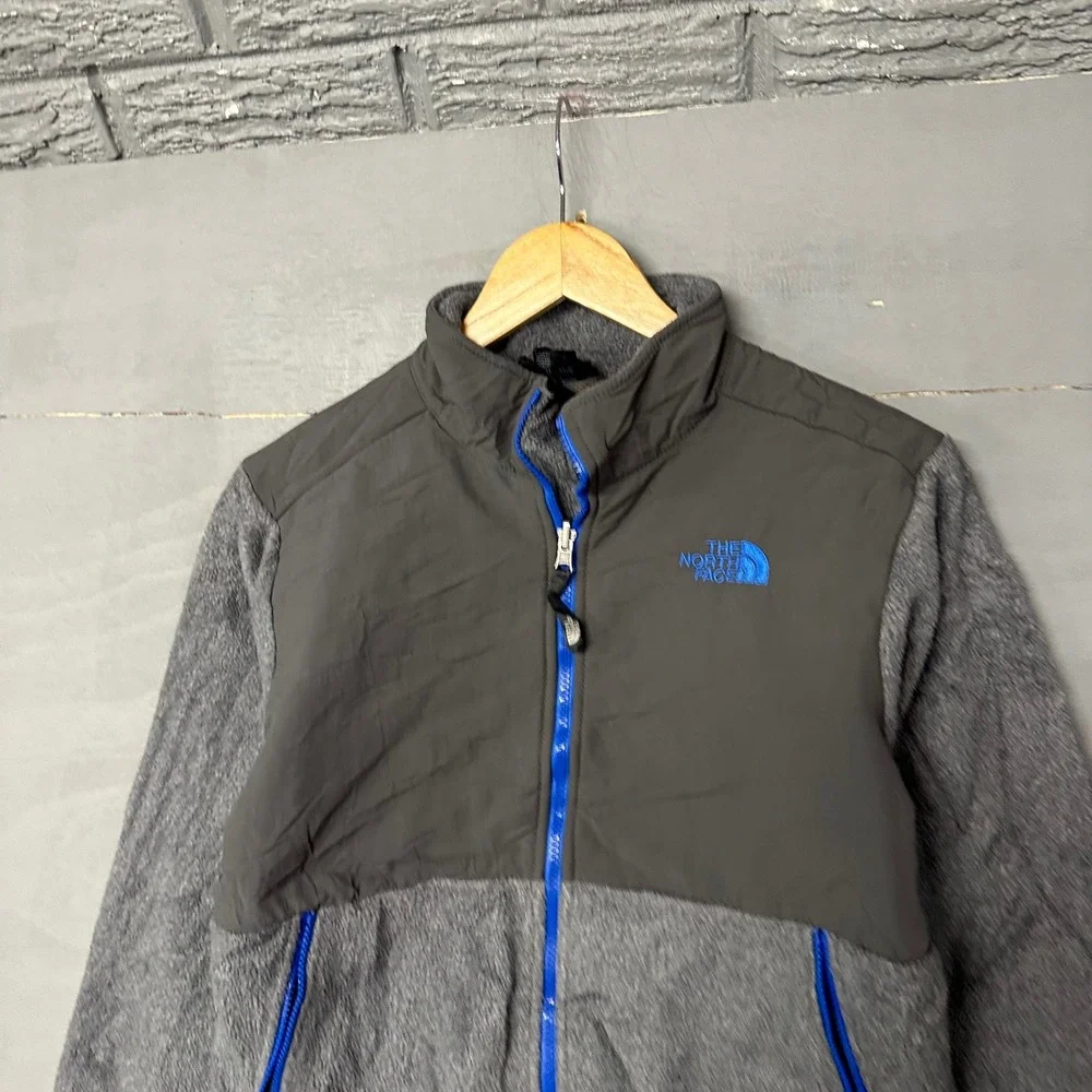 The North Face Boys Denali Fleece Jacket Grey Blue Full Zip Size‎ L 14/16